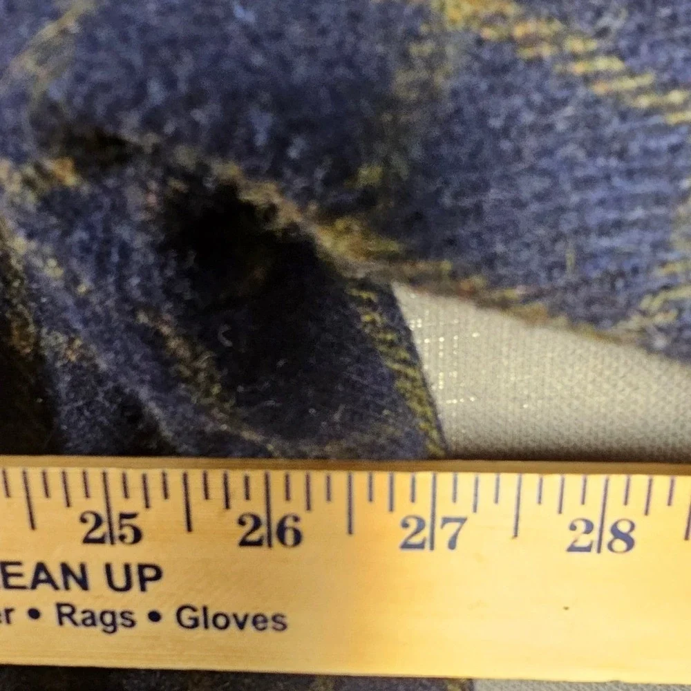 Abercrombie & Fitch  XL Wool Blend Plaid Flannel Shirt Navy Yellow‎ Windowpane
